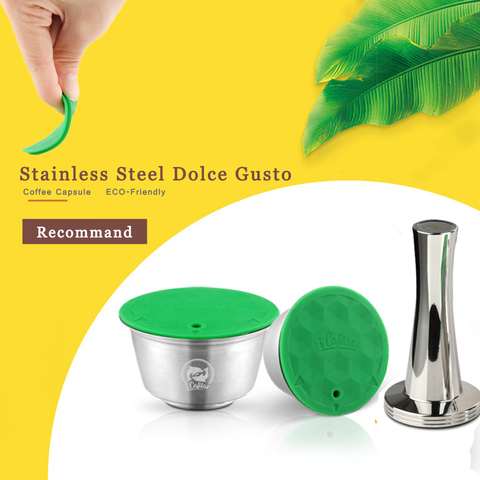ICafilasStainless Metal Rusable For Dolce Gusto Capsule fit Nescafe with Filter ues 200 time Coffee Ground Tamper Coffee Spoon ► Photo 1/6
