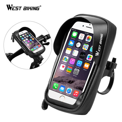 WEST BIKING Bike Rack Waterproof Bicycle Mobile Phone Holder Stand Motorcycle Handlebar Mount Bag For iPhone Samsung Phone Mount ► Photo 1/6
