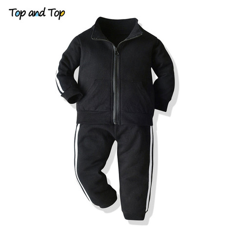 Top and Top Spring Autumn Boys Girls Clothing Set Long Sleeve Zipper Sweatshirt Coat+Trousers Striped Sport Suit 2Pcs Tracksuit ► Photo 1/6