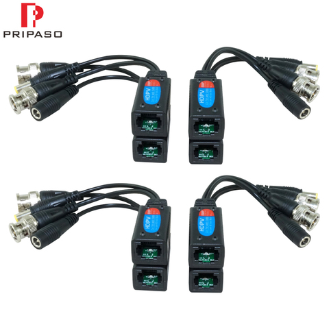 Pripaso 4 Pairs 8MP HD Video Balun Cable Transmission Twisted Pair Transmitter BNC to RJ45 Adapter Support HDCVI TVI AHD Camera ► Photo 1/6