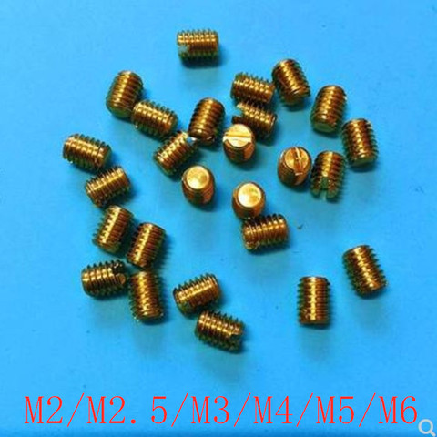 20-50Pcs DIN551 M2 M2.5 M3 M4 M5 M6  Headless Screws Grubs Tighten Bolts Brass Slotted Set Screws with Flat Point ► Photo 1/4