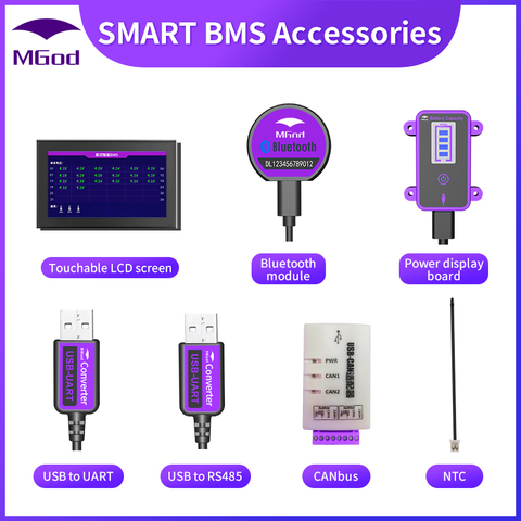 Smart BMS accessory bluetooth USB to UART RS485 cable CANbus    Power board Touch LCD screen ► Photo 1/5