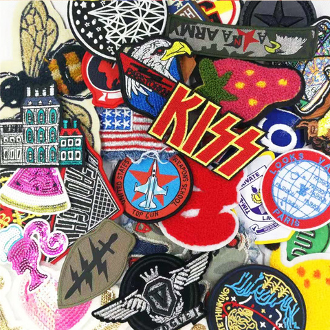 50pcs/lot Random Mix Iron On Badge Patches for Fashion Clothes Decoration DIY Apparel Fabric Stickers Backpack Sewing Appliques ► Photo 1/4
