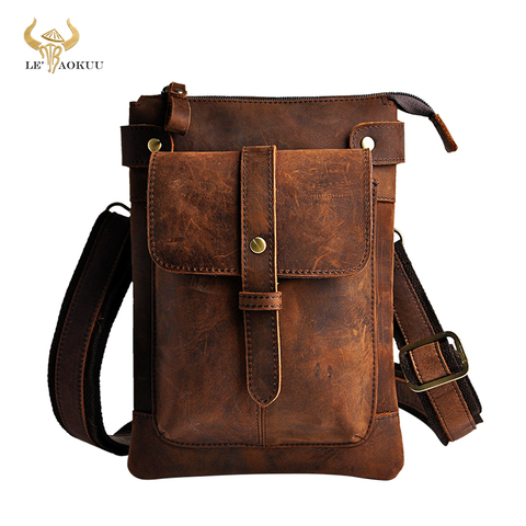 Leather Men Multifunction Designer Casual Crossbody Shoulder Messenger Bag Fashion Waist Belt Pack Bag Phone Tablets Case 8711 ► Photo 1/5