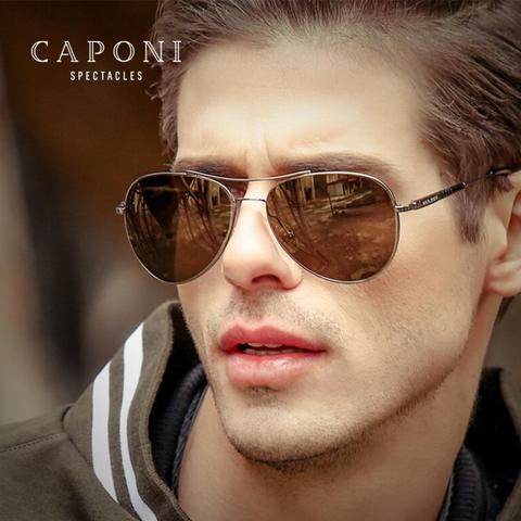 CAPONI Night Vision Sunglasses Men Women Intelligent Color Change Yellow Lenses Glasses Polarized Pilot Eyewear UV400 BSYS3109 ► Photo 1/6