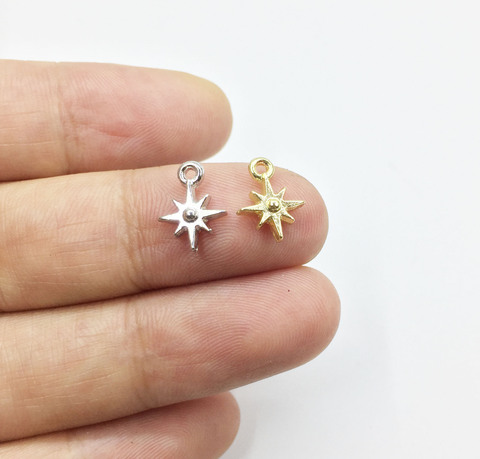 Eruifa 20pcs 8mm Tiny Six-pointed Star Hexagram Zinc alloy Jewelry DIY Charms Pendant Necklace, earring Bracelet 2 Colors ► Photo 1/6