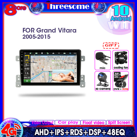 Android 10.0 2 Din Car Radio For Suzuki Grand Vitara 3 2005-2015 Multimedia Video player Navigation GPS 4G+64G RDS Split Screen ► Photo 1/6