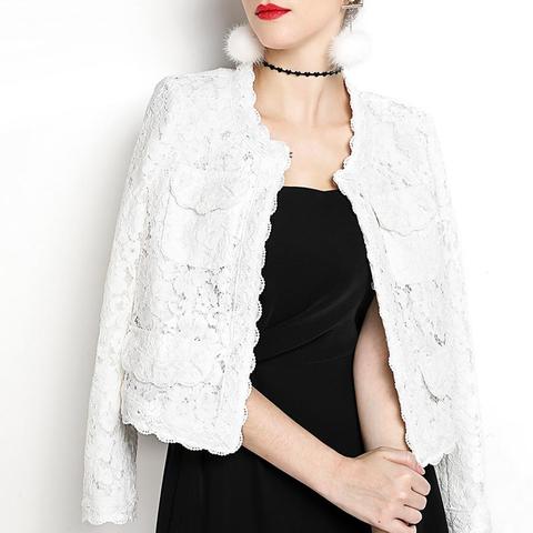 Fashion Women Floral Lace Long Sleeve Front Open Slim Short Cardigan Suit Coat Jackets for women female ► Photo 1/6