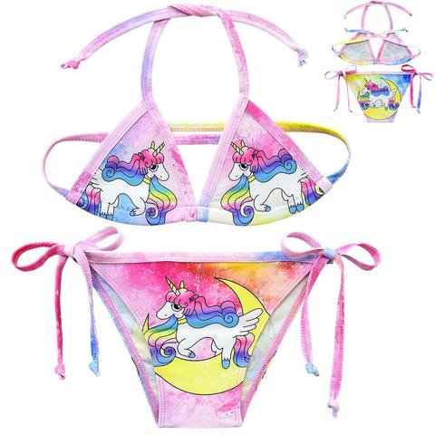 2pcs Unicorn Girls Swimsutis Children Girls Beach Bikini Princess Swimsuits Summer Swimwear Cute Kids Princess Girl Clothes ► Photo 1/6