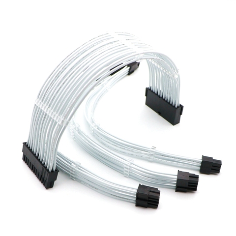 Basic Extension Cable Kit - 180 Degree ATX 24Pin/ CPU 8Pin, GPU 8Pin/ 6Pin Power Extension Cable. ► Photo 1/6