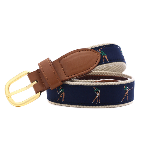 Galves ball leather canvas embroidered belt unisex ► Photo 1/6