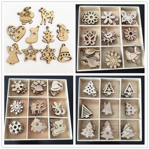 50Pcs Merry Christmas Wooden Baubles Tags Christmas Tree Decorations Art Craft Ornaments Christmas DIY New Year Decors Toys Set ► Photo 1/6