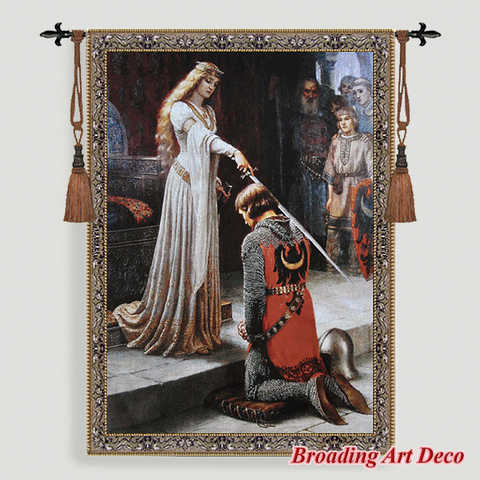The Accolade Medieval Art Tapestry Wall hanging Jacquard Weave Gobelin Textile Decoration Aubusson Cotton 100% Size 140x100cm ► Photo 1/6
