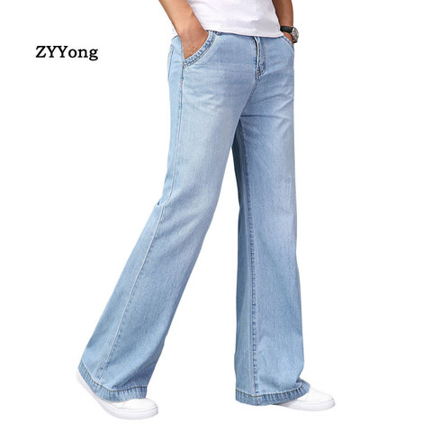 Retro Men's Flare Jeans Pants Bell Bottom Blue Black Loose Large Size Classic Fashion Casual Comfortable Boot Cut Denim Trousers ► Photo 1/6