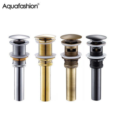 Brass Basin Sink Pop Up Drain Brass Drain Plug Gold Bathroom Sink Pop Up Drain With and Without Overflow ► Photo 1/6