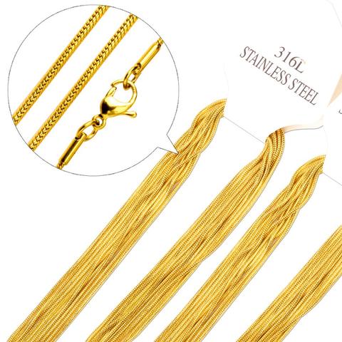 LUXUKISSKIDS Wholesale 10PCS Chains Necklaces Gold/Steel Stainless Steel Snake Chain For Pendant With Woman Jewelry Gift ► Photo 1/5