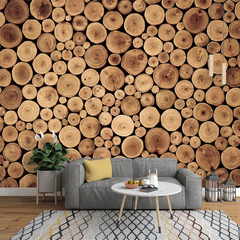 3D Wallpaper Retro Nostalgic European Style Log Wood Annual Ring Mural Living Room Study Restaurant Background Wall Painting 3 D ► Photo 1/6