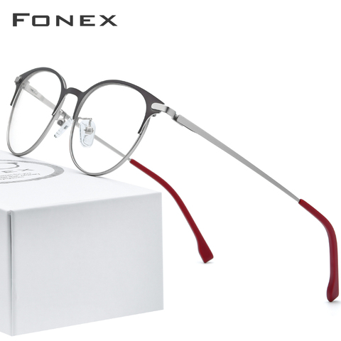 FONEX Alloy Glasses Frame Men Ultralight Women Vintage Round Prescription Eyeglasses Retro Optical Frame Screwless Eyewear 988 ► Photo 1/6