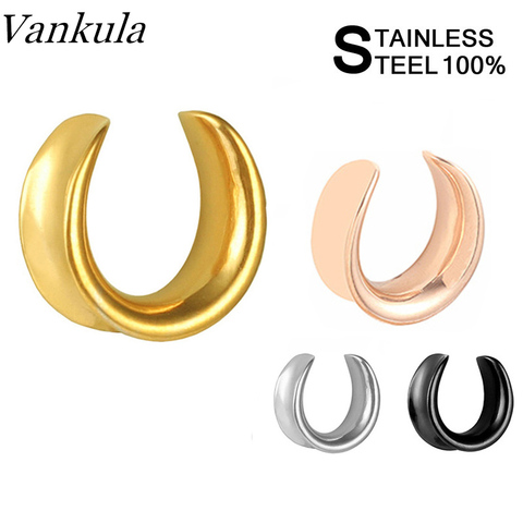 Vankula 316L Stainless Steel Ear Flesh Tunnels Multi Colors Saddle Ear Plugs Weights Body Jewelry Gift For Women Men ► Photo 1/5