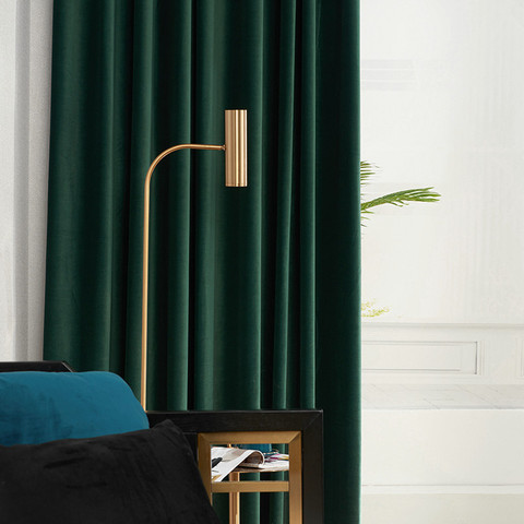 Nordic Velvet Curtains Dark Green Velvet Curtains Blaclout Curtains Solid Color Curtains for Bedroom Living Room Dining Room ► Photo 1/5