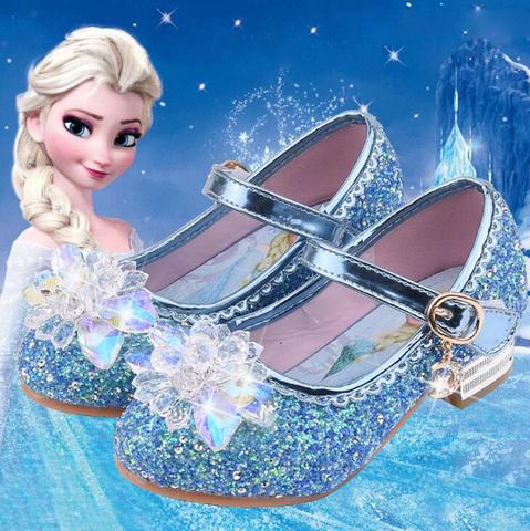 Disney new Elsa Shoes For Girls Cartoon Leather Children Shoes Frozen Princess Kids Shoes Girl Sandals Dress Snow Queen Sandal ► Photo 1/1