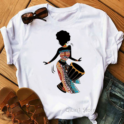 vintage Black girl pure african t shirt women vogue Melanin shirt aesthetic clothes haut femme summer tops white female t-shirt ► Photo 1/6