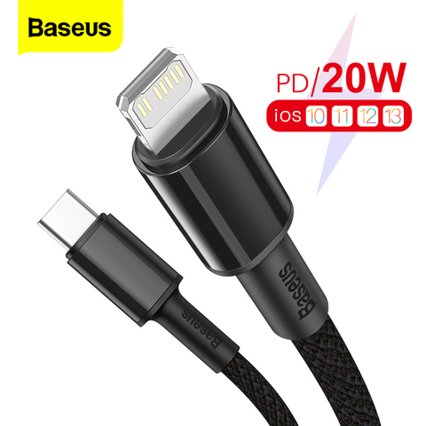 Baseus PD 20W USB Type C Cable For iPhone 12 Pro Max 11 Xs X Fast Charging For iPad Air 2022 USB C Phone Charger Cable Data Wire ► Photo 1/6