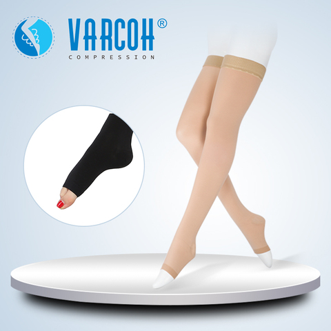 Women Medical Thigh High Compression Stockings With Silicone Band Graduated Firm Support 30-40 mmHg Varicose,Lymphedema Edema ► Photo 1/6
