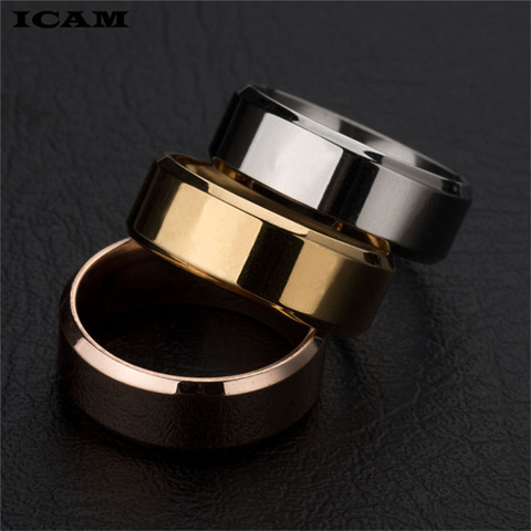 ICAM Stainless steel Wedding Ring High Polished  Simple Design Couple Alliance Ring 8mm Width Band Ring for Women and Men ► Photo 1/1