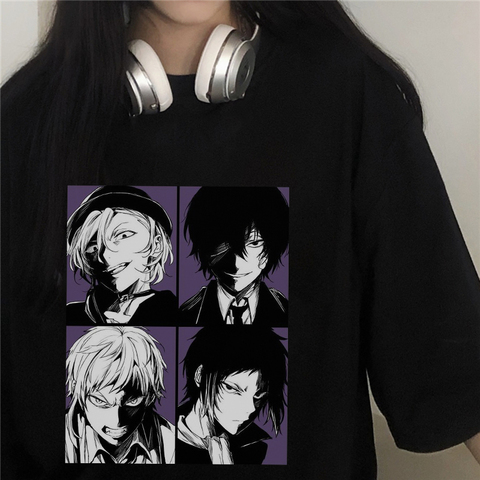 Bungo Stray Dogs Print Harajuku Streetwear Casual Clothes Hip Hop Punk Japan Anime Egirl Dazaizhi Graphic Summer Women's T-shirt ► Photo 1/6