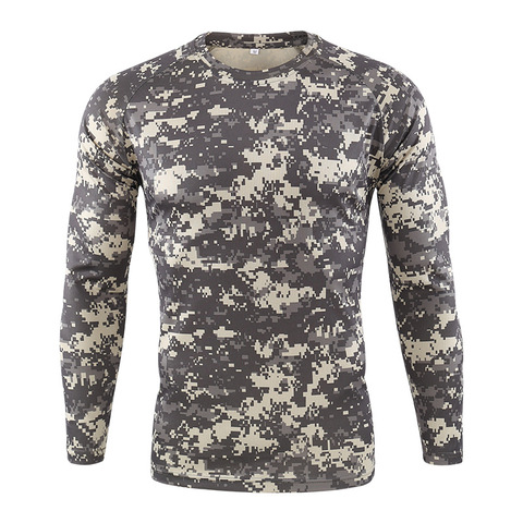 Tactical Military Camouflage T Shirt Men Breathable Quick Dry US Army Combat Full Sleeve Outwear T-shirt Streetwear Long Sleeve ► Photo 1/6