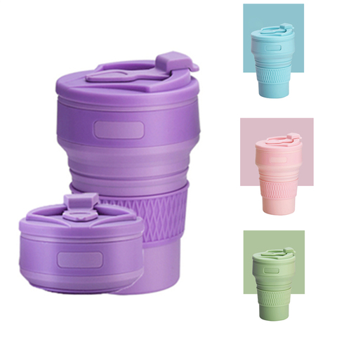 Collapsible Coffee Cups BPA FREE 350ML Folding Liquid Silicone Water Bottles Travel Tea Cups  Food Grade Water Drinking Cup ► Photo 1/6