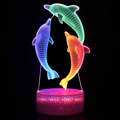 Cute dolphin Modelling 3d USB led Table Lamp with Touch Switch Colorful Kids Night Light for Home Beroom Decor Creative Gifts ► Photo 1/6