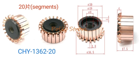 1pc 8mm x 30mm x 17.5mm 20P Copper Bars Alternator Electric Motor Commutator CHY-1362-20 ► Photo 1/1