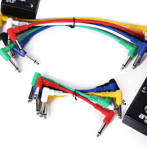 6Pcs/Set Colorful 15cm/30cm Low noise shielded Electric Guitar Audio Cables Leads 1/4 Right Angle Effect Pedal Patch Cord ► Photo 1/6