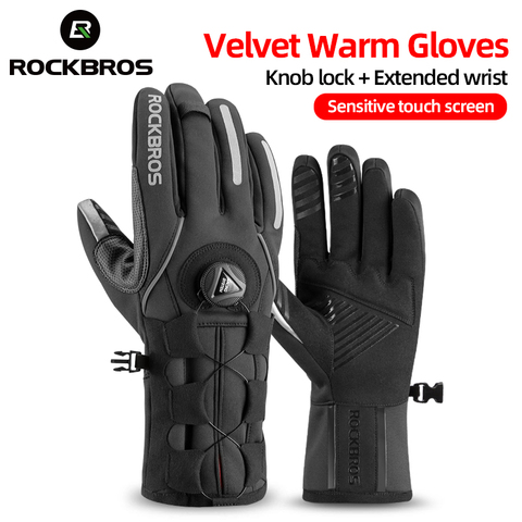 ROCKBROS Adjusatble Cycling Gloves Reflective Screen Touch Warm MTB Bike Gloves Outdoor Waterproof Motorcycle Bicycle Gloves ► Photo 1/6