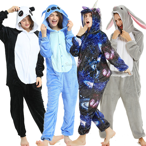 Kigurumi Pajama Unicorn Onesies For Women Men Winter Sleepwear Animal Rabbit Deer Costumes Adults Kugurumi Panda Pyjamas ► Photo 1/6
