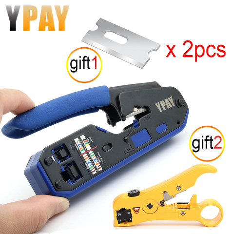 YPAY RJ45 crimping tool pliers network crimper stripper cutter ethernet clip tongs RG45 cat6 cat5e cat5 cat3 RJ11 multi function ► Photo 1/6