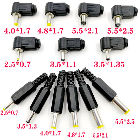 10PC 5.5x2.5 5.5x2.1 4.8x1.7 4.0x1.7 3.5x1.35 3.5x1.1 2.5x0.7 mm Male DC Power Plug Connector Angle 90 180 degree L Shaped Plugs ► Photo 1/6