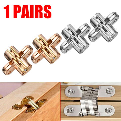 1 Pair Invisible Cross Hinge Hidden Concealed Door Cabinet Cupboard Wooden Boxes Hardware Tool Door Hinges ► Photo 1/6