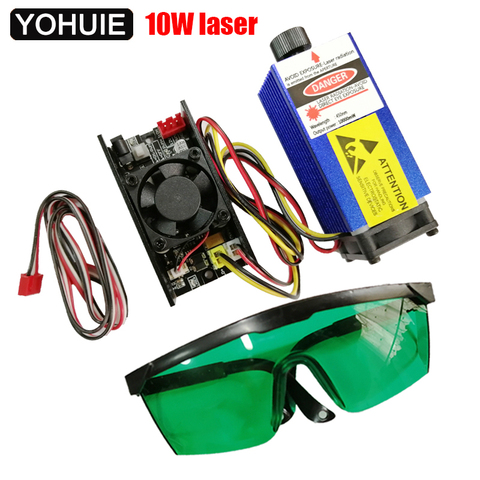 10000mw 10w/7w/5.5w/2.5w/1w 450NM blue purple laser module wood plastic engraving,pwm TTL control laser tube diode+ goggles ► Photo 1/6