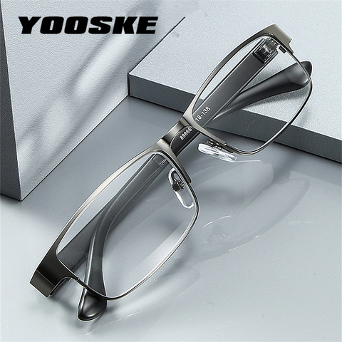 YOOSKE Men Business Reading Glasses for Reader Mens Stainless Steel Presbyopic optical Glasses +1.0 1.5 2.0 2.5 3 3.5 4.0 ► Photo 1/6