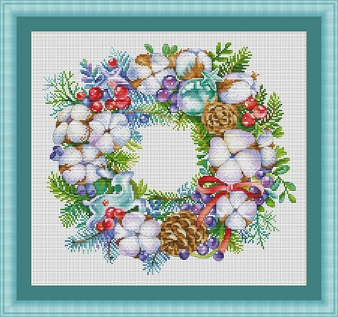 ZZ1710 DIY Homefun Cross Stitch Kit Packages Counted Cross-Stitching Kits New NOT PRINTED Cross stich Painting Christmas Wreath ► Photo 1/4