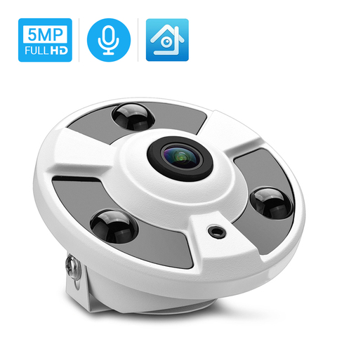 Hamrolte 5MP ONVIF IP Camera 1.7MM Fisheye Lens Panoramic Camera 180Degree Wide Angle Internal Audio Nightvision H.265 Xmeye ► Photo 1/6