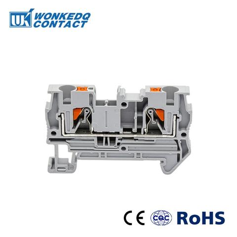 Wire Conductors 10Pcs PT-4 Connectors Push In Din Rail Mounted Spring Screwless Feed Through Terminal Block PT4 ► Photo 1/6