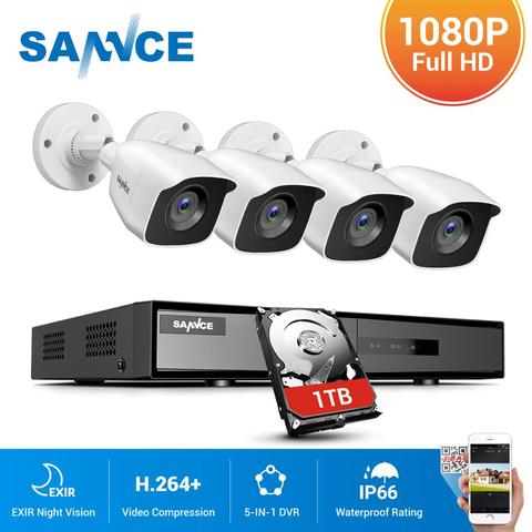 SANNCE 8CH 1080P DVR 1080P CCTV System 4pcs 1080P 2.0MP Security Cameras IR outdoor IP66 Video Surveillance kit motion detection ► Photo 1/6