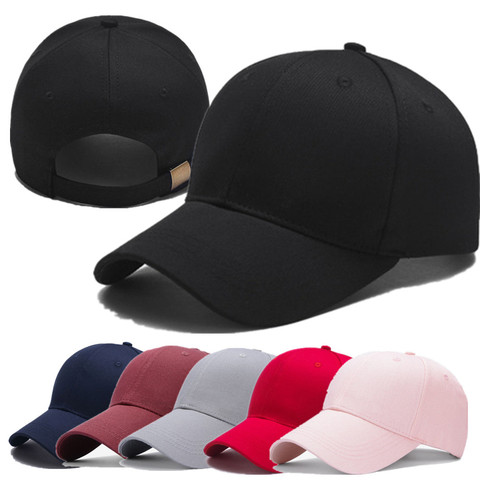 Plain Baseball Cap - Blank Hat with Solid Color and Adjustable (Black) 