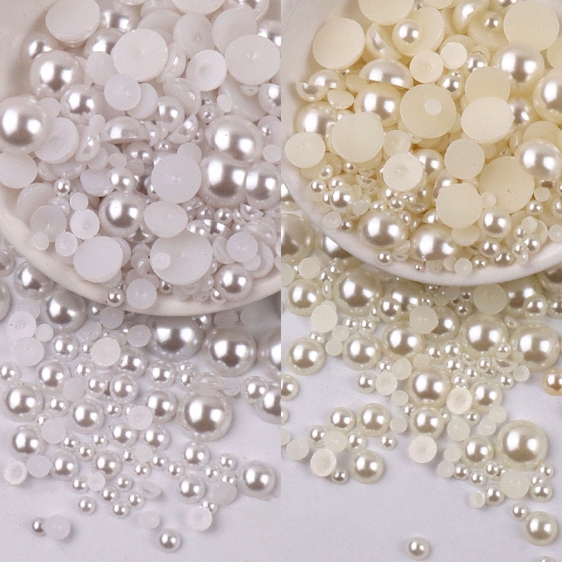 Size Decoration Craft Flatback Resin ABS Imitation Nail Art Half Round Pearls