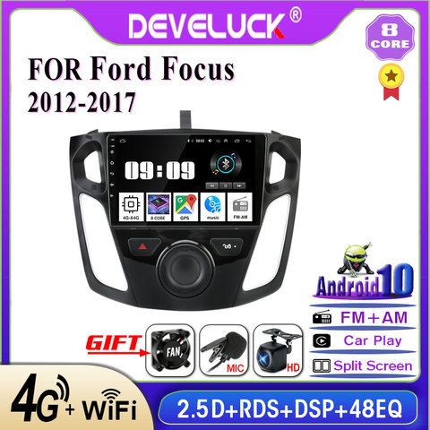Develuck 2 din Android car Radio multimedia Player For Ford Focus 3 Mk 3 salon 2012-2017 IPS 2.5D No 2din GPS Navigation RDS DSP ► Photo 1/6