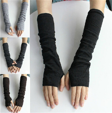1Pair Winter Long Section Of Wool Fingerless Gloves Knitted fashion Wrist Arm Hand Warmer Knitted Long Mittens Sleeve for Women ► Photo 1/6